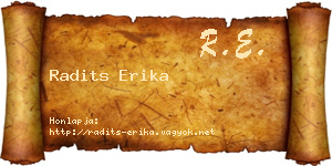 Radits Erika névjegykártya